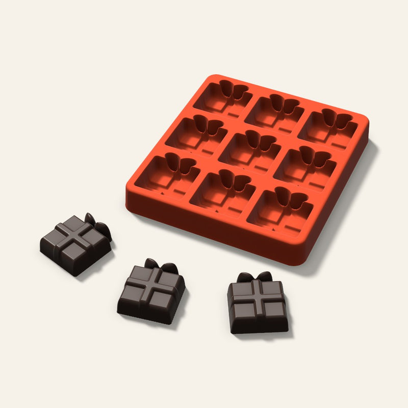 Gift Box Chocolate Mold, 1.5 Inch, 9 Cavity