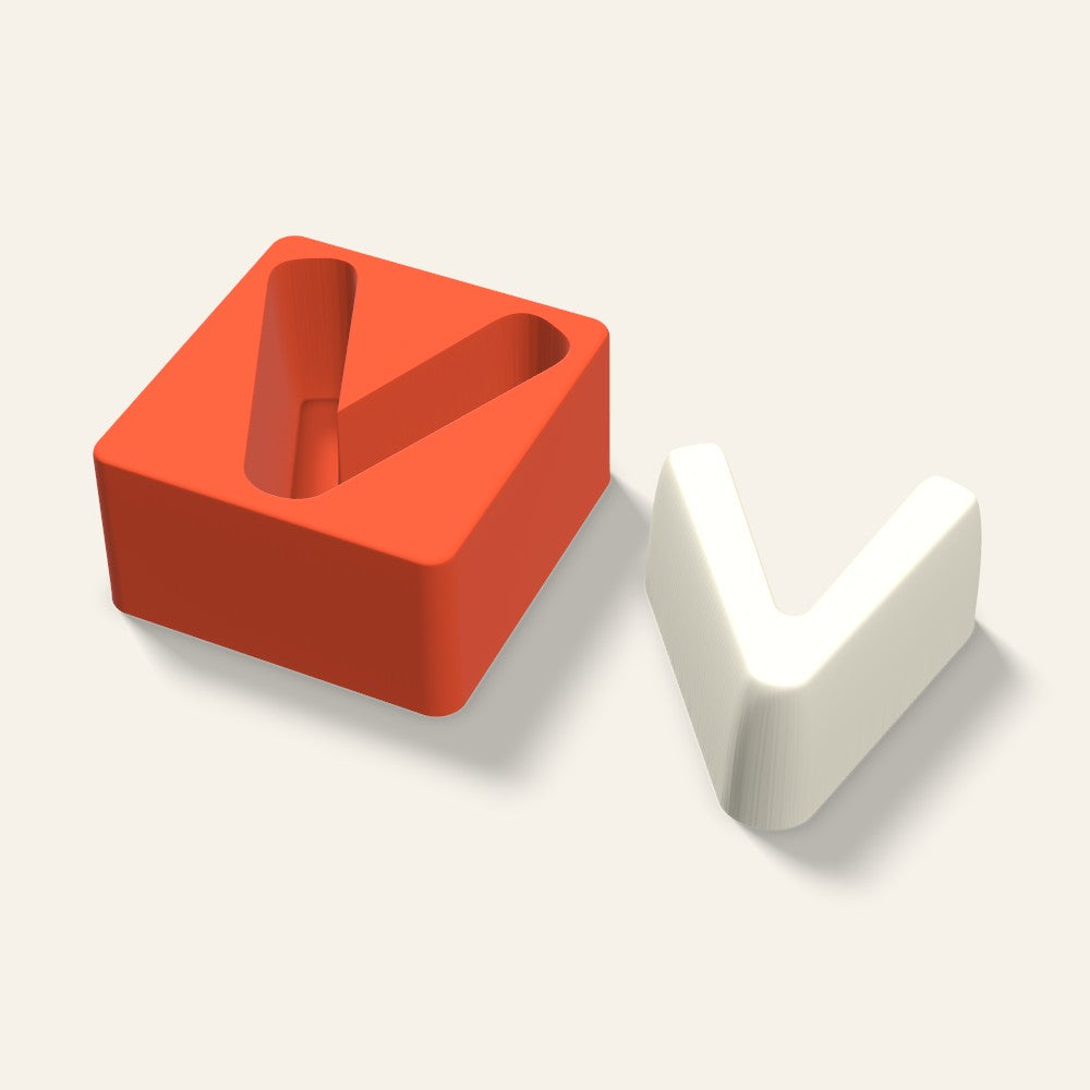 Letter V Candle Mold, 4 x 2 Inch, 3D render