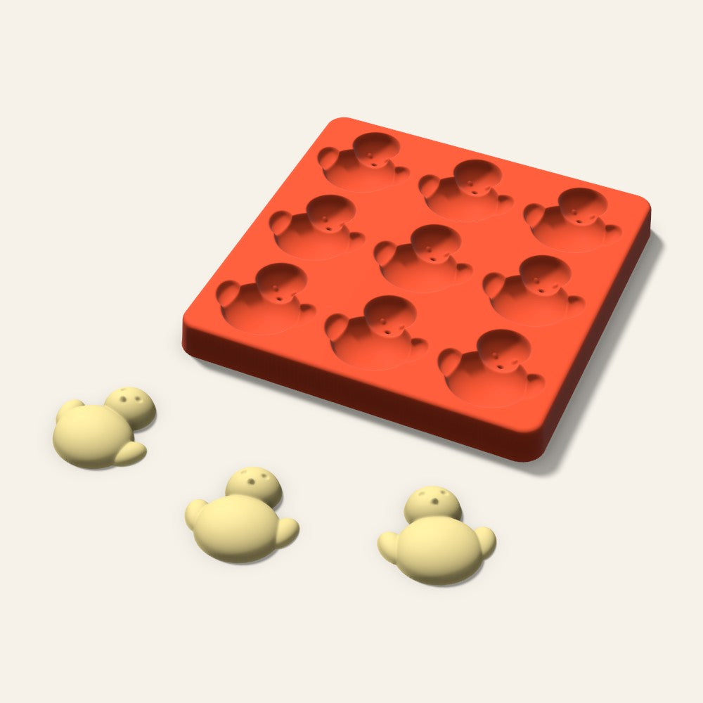 Chick Butter Pat Mold, 1.75 Inch, 9 Cavity, 3D render