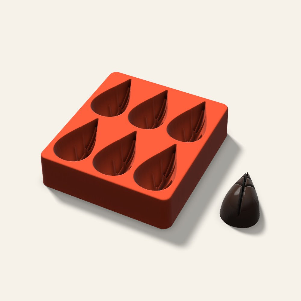 Leaf Mini Cake Mold, 2.5 Inch, 6 Cavity, 3D render