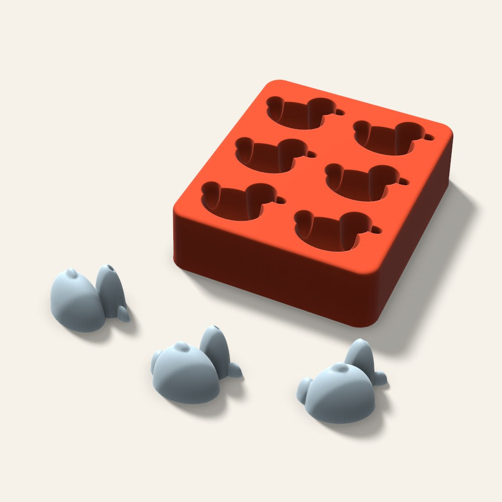 Duck Ice Mold, 1.5 Inch, 6 Cavity, 3D render