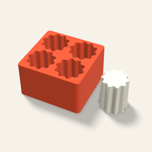 Fluted Pillar Votive Candle Mold, 2.5 x 3 Inch, 4 Cavity, 3D render