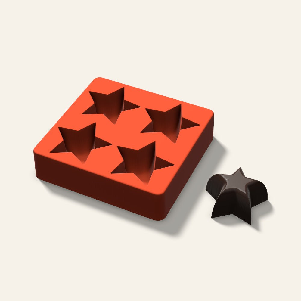 Star Mini Cake Mold, 2.5 Inch, 4 Cavity, 3D render