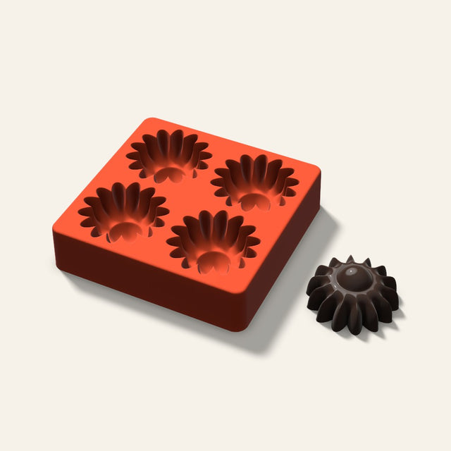 Sunflower Mini Cake Mold, 2.5 Inch, 4 Cavity, 3D render