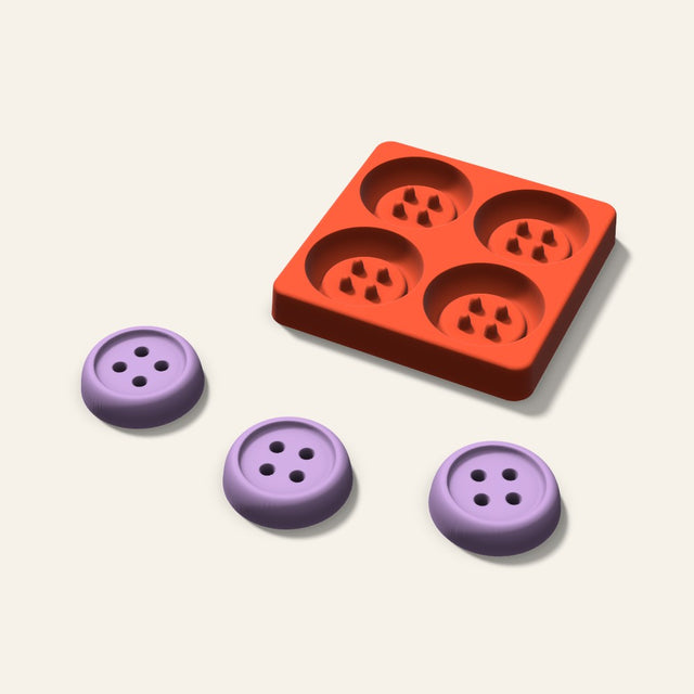 Button Wax Melt Mold, 2 Inch, 4 Cavity, 3D render