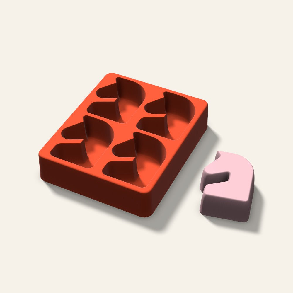 Chess Knight Soap Mold, 2.5 Inch, 4 Cavity, 3D render