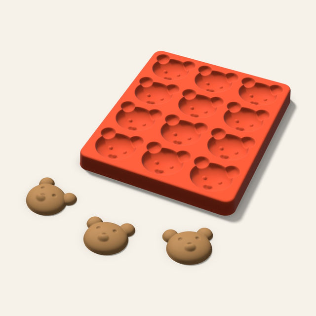 Bear Pet Treat Mold, 1.5 Inch, 12 Cavity, 3D render