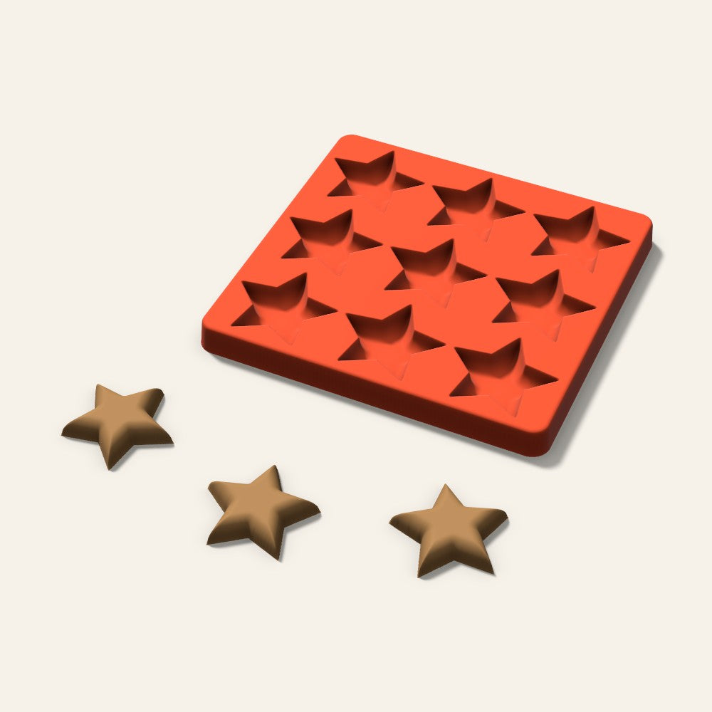 Star Pet Treat Mold, 2 Inch, 9 Cavity, 3D render