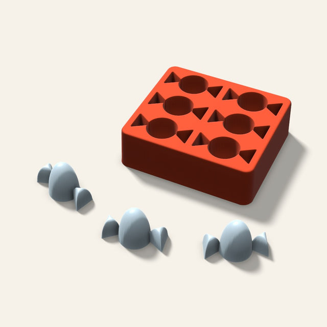 Wrapped Candy Ice Mold, 2 Inch, 6 Cavity, 3D render