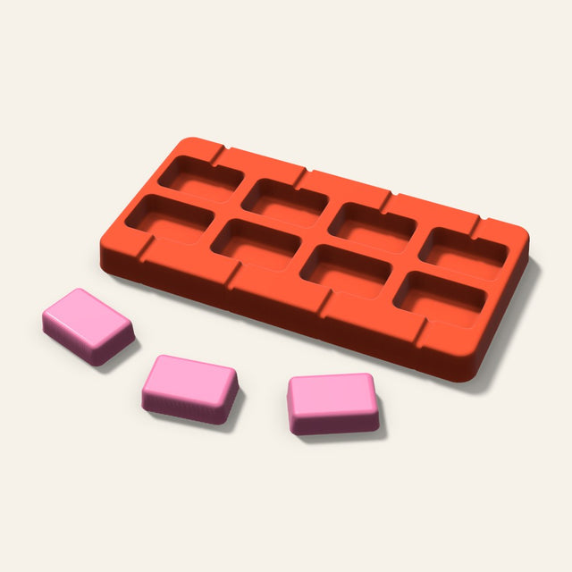Rounded Rectangle Lollipop Mold, 1.5 Inch, 8 Cavity, 3D render