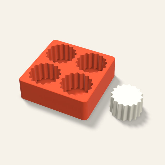 Ribbed Pillar Votive Candle Mold, 2.5 x 1.5 Inch, 4 Cavity, 3D render