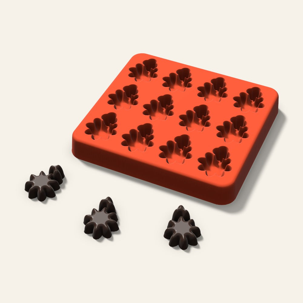 Holly Candy Mold, 1 Inch, 12 Cavity, 3D render