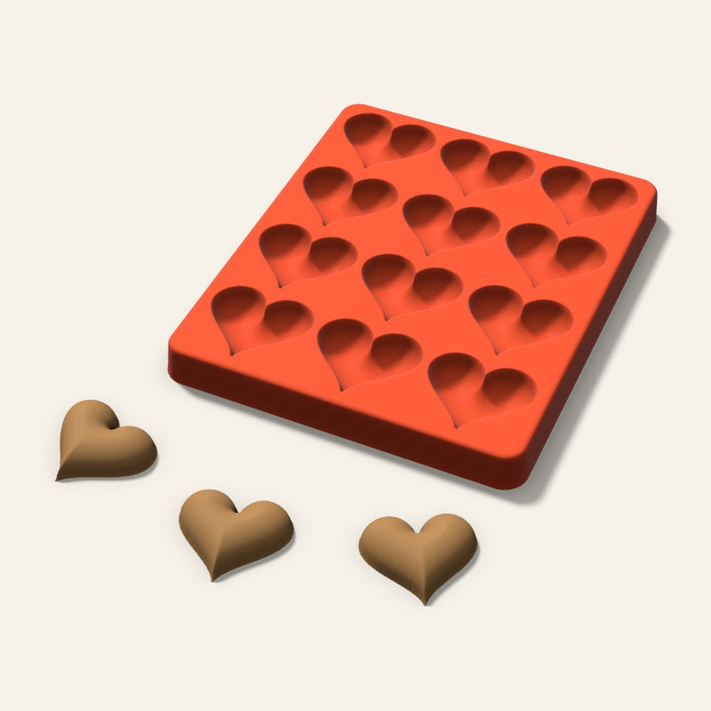 Puffy Heart Pet Treat Mold, 1.5 Inch, 12 Cavity