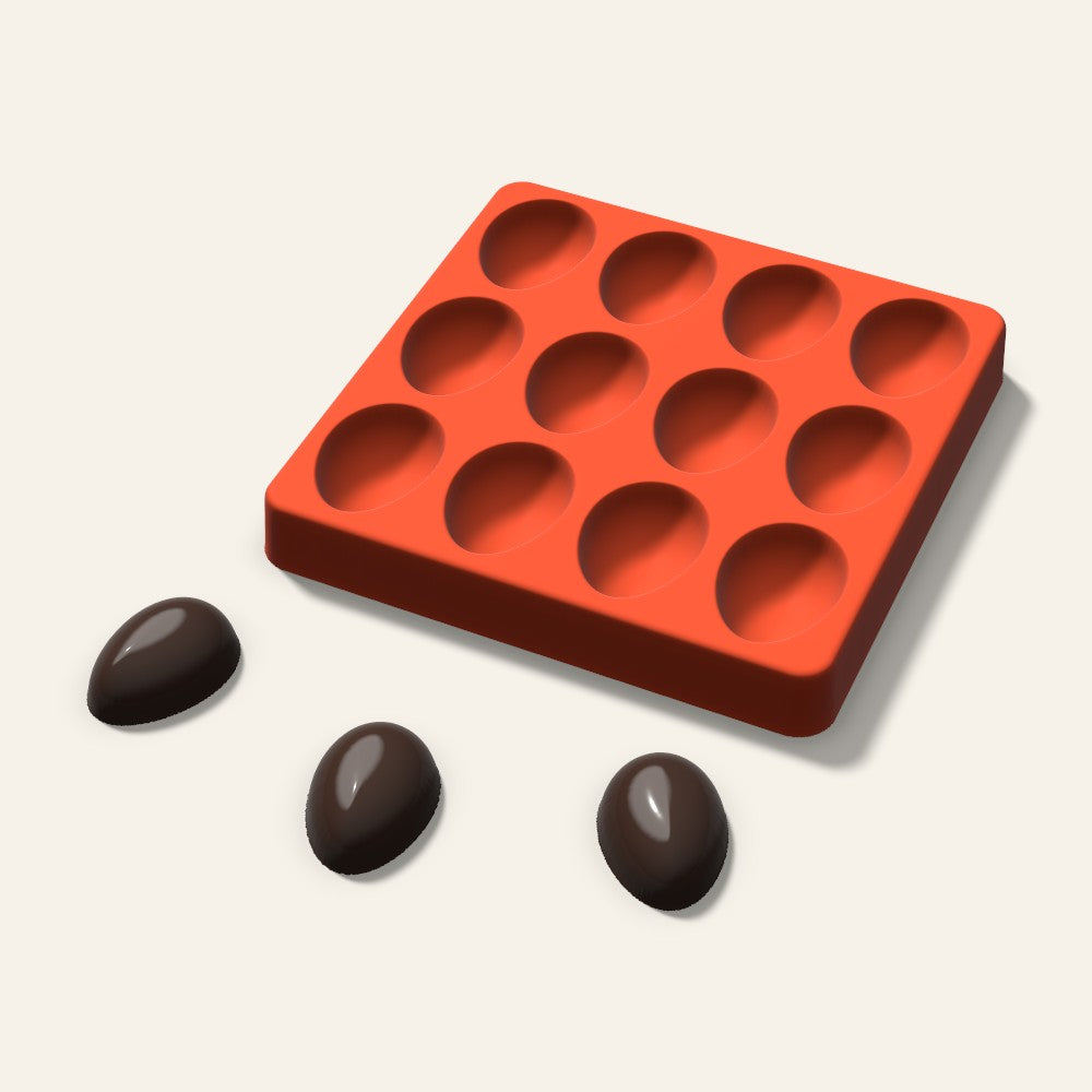 Egg Chocolate Mold, 1.5 Inch, 12 Cavity, 3D render