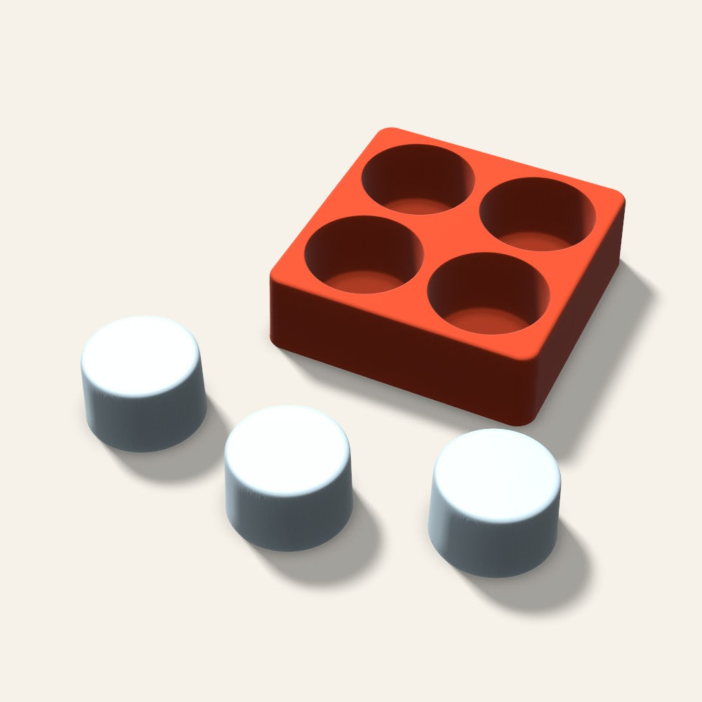 Round Puck Ice Mold, 2 Inch, 4 Cavity, 3D render
