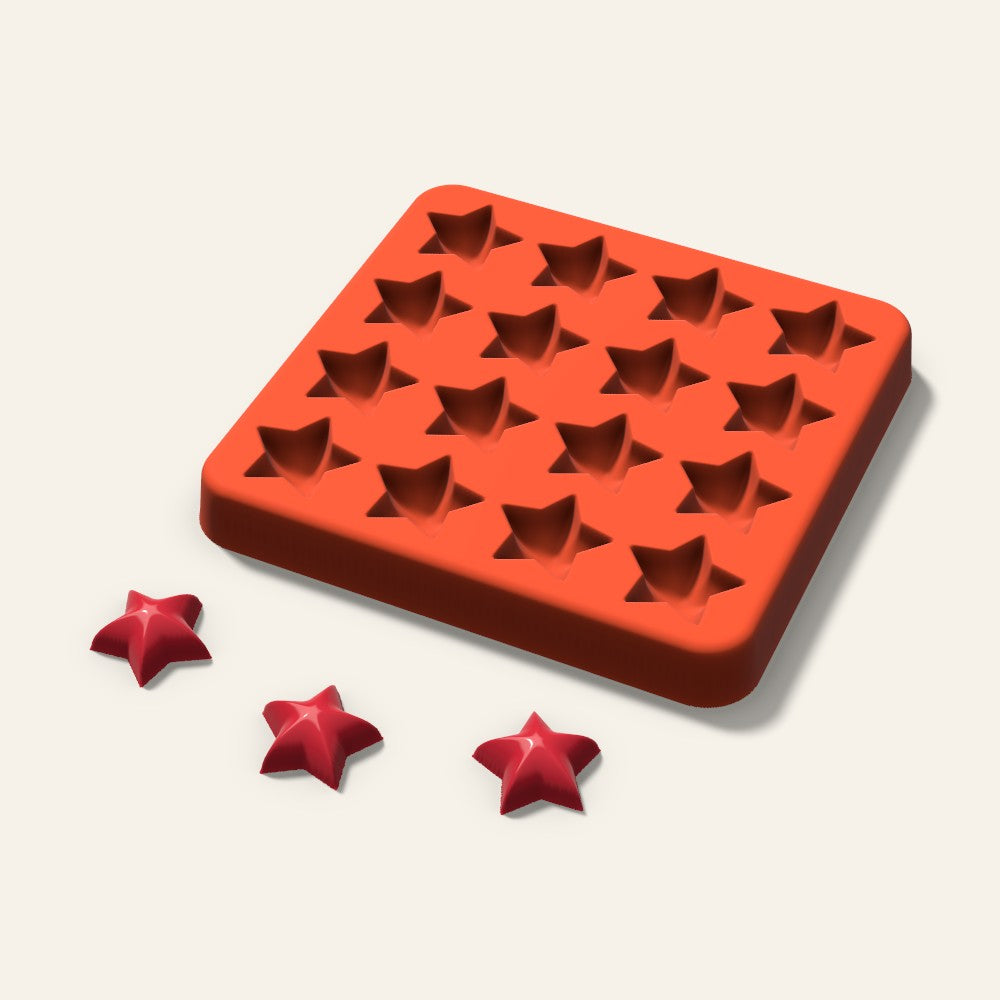 Puffy Star Gummy Mold, 0.75 Inch, 16 Cavity, 3D render