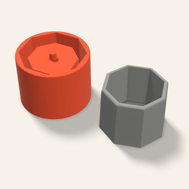 Low Octagon Concrete Planter Mold, 4 Inch, 3D render