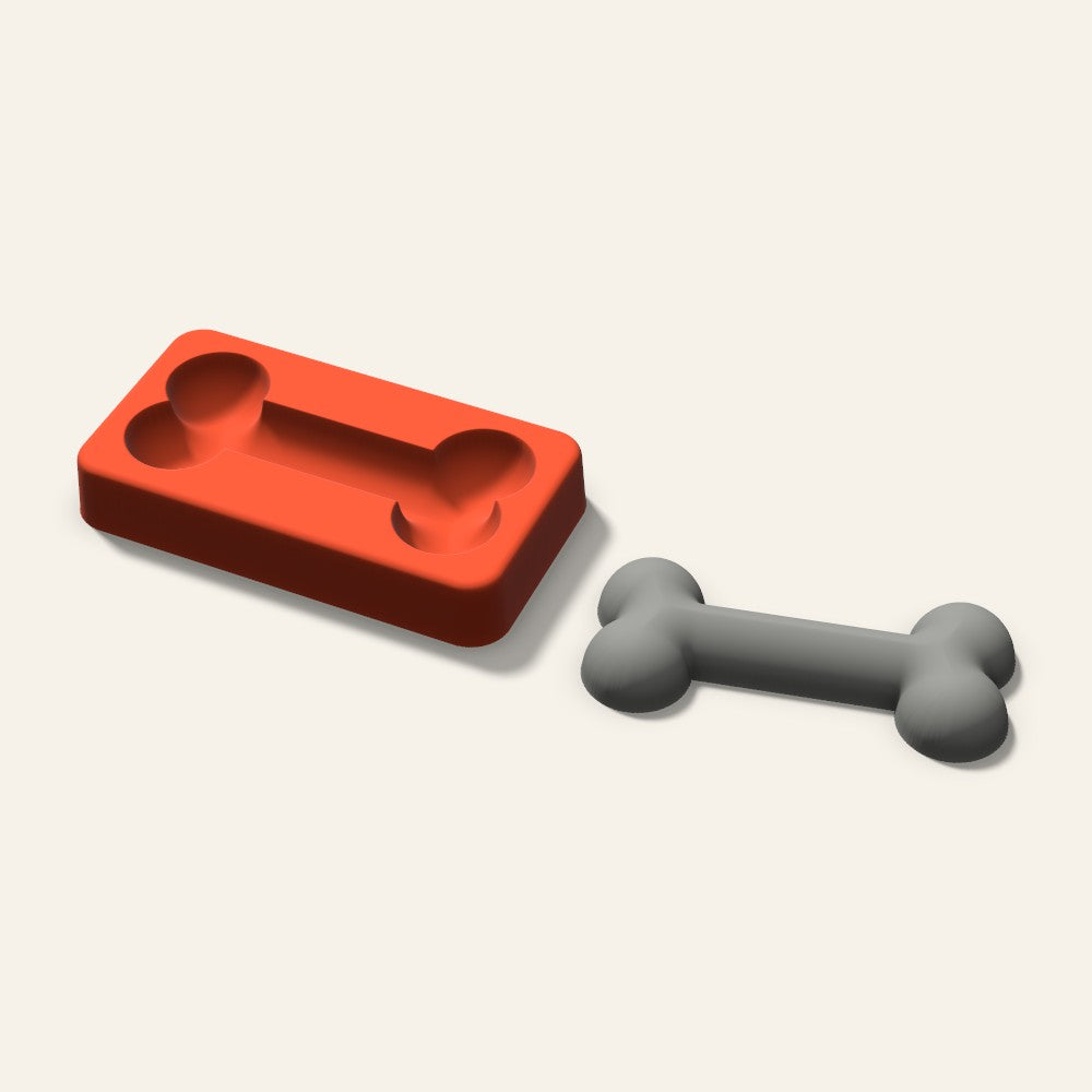Dog Bone Plaster Ornament Mold, 3.5 Inch, 3D render