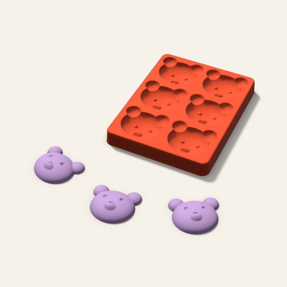 Bear Wax Melt Mold, 2 Inch, 6 Cavity, 3D render
