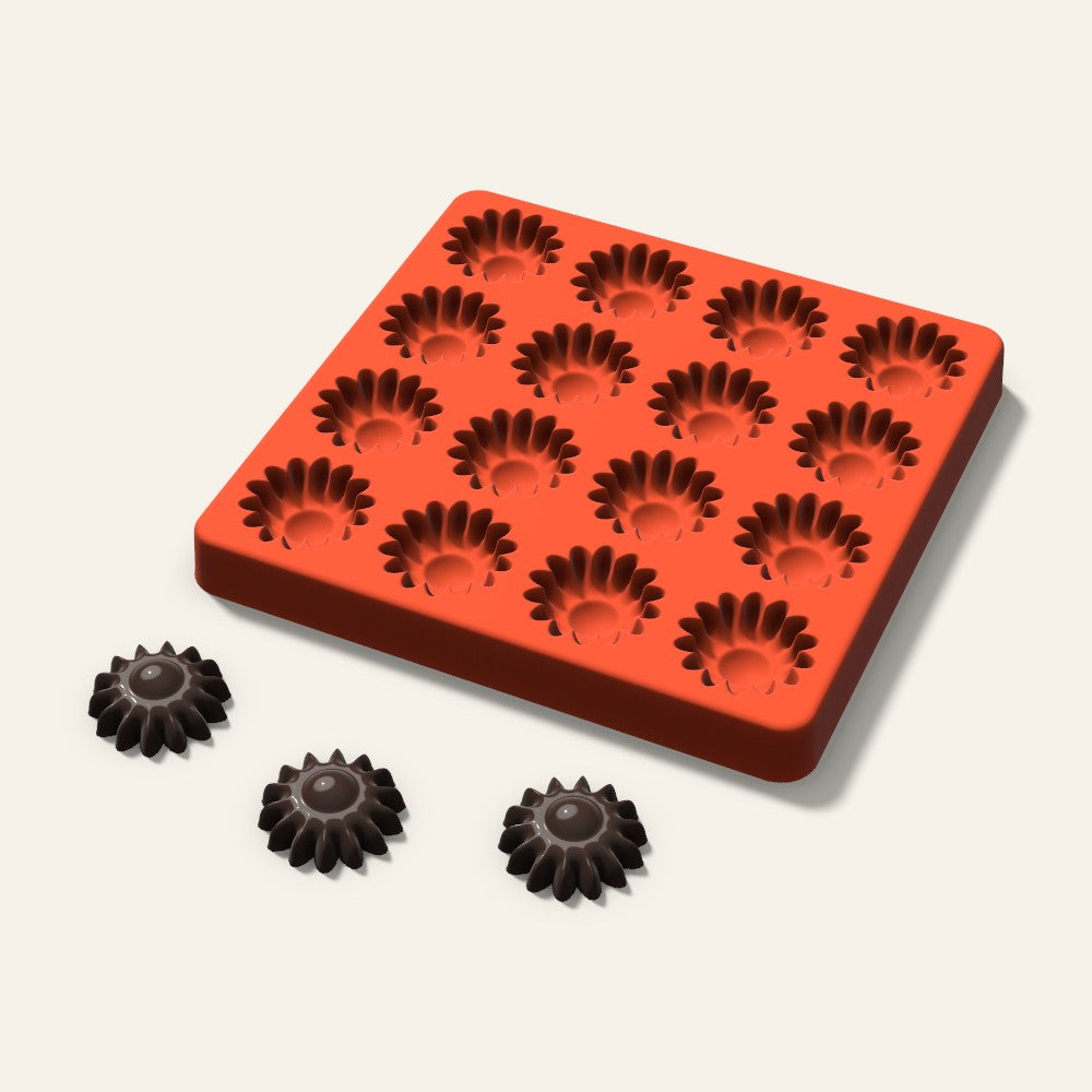 Sunflower Candy Mold, 1.25 Inch, 16 Cavity, 3D render