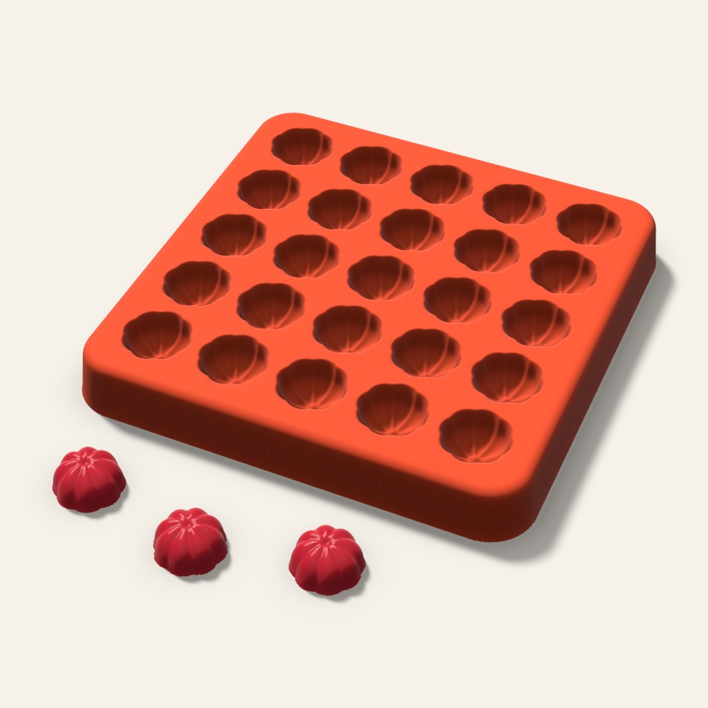 3D Pumpkin Candy Mold, 0.5 Inch, 25 Cavity, 3D render