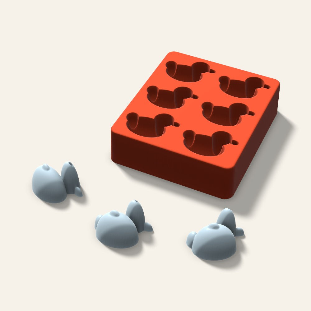Duck Ice Mold, 2 Inch, 6 Cavity, 3D render