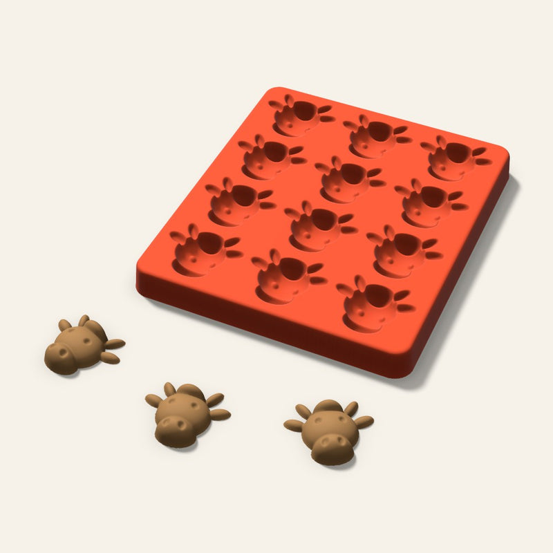 Cow Pet Treat Mold, 1.5 Inch, 12 Cavity