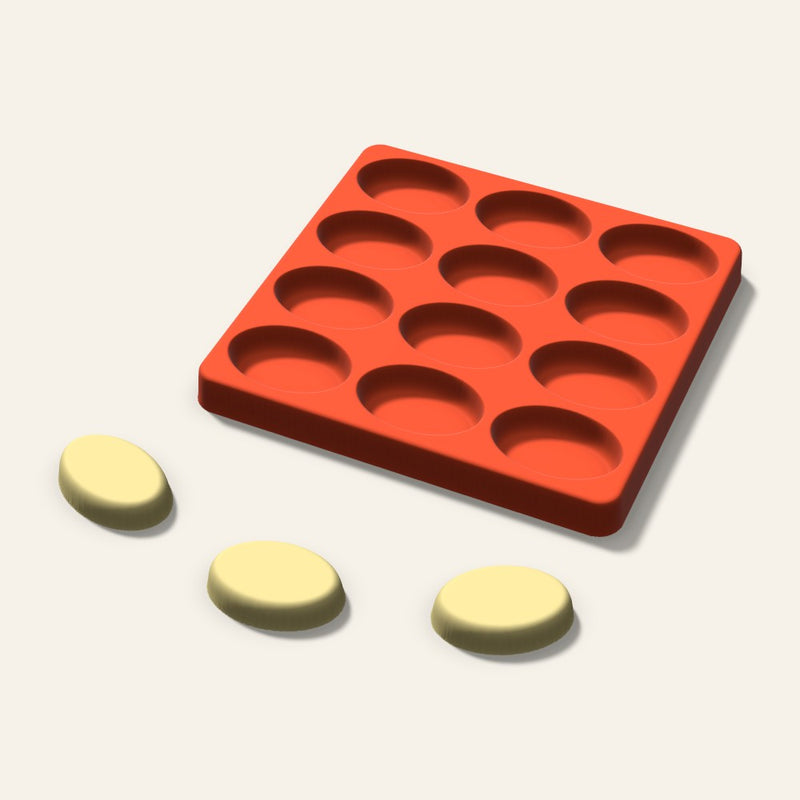Oval Butter Pat Mold, 1.75 Inch, 12 Cavity