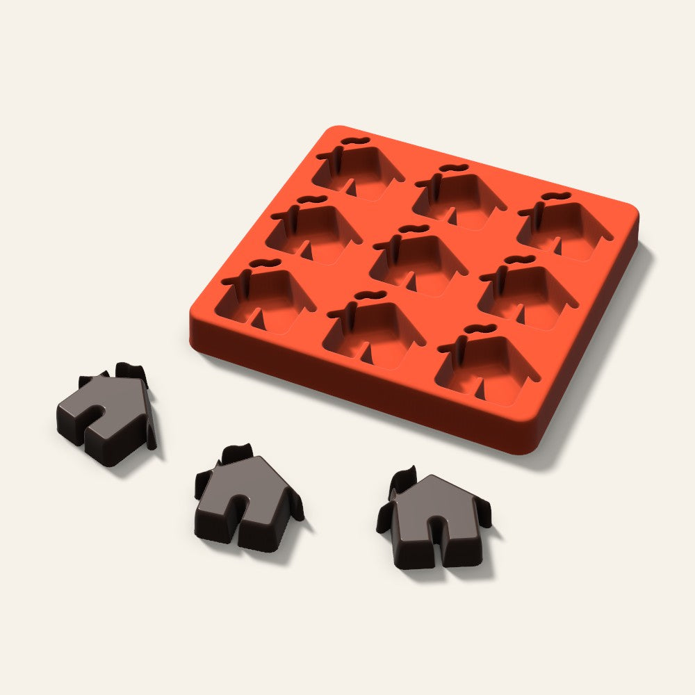 Little House Chocolate Mold, 1.75 Inch, 9 Cavity, 3D render