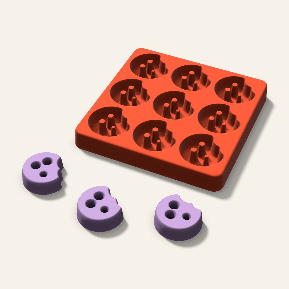Cookie Bite Wax Melt Mold, 1.5 Inch, 9 Cavity, 3D render