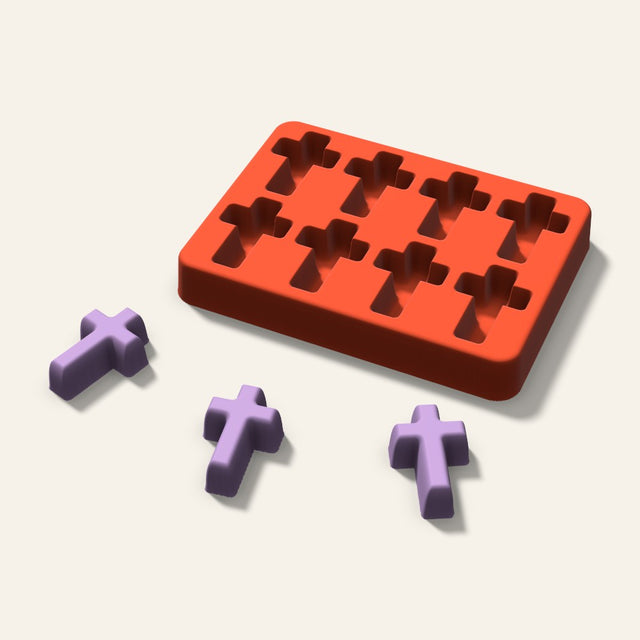 Cross Wax Melt Mold, 1.5 Inch, 8 Cavity, 3D render