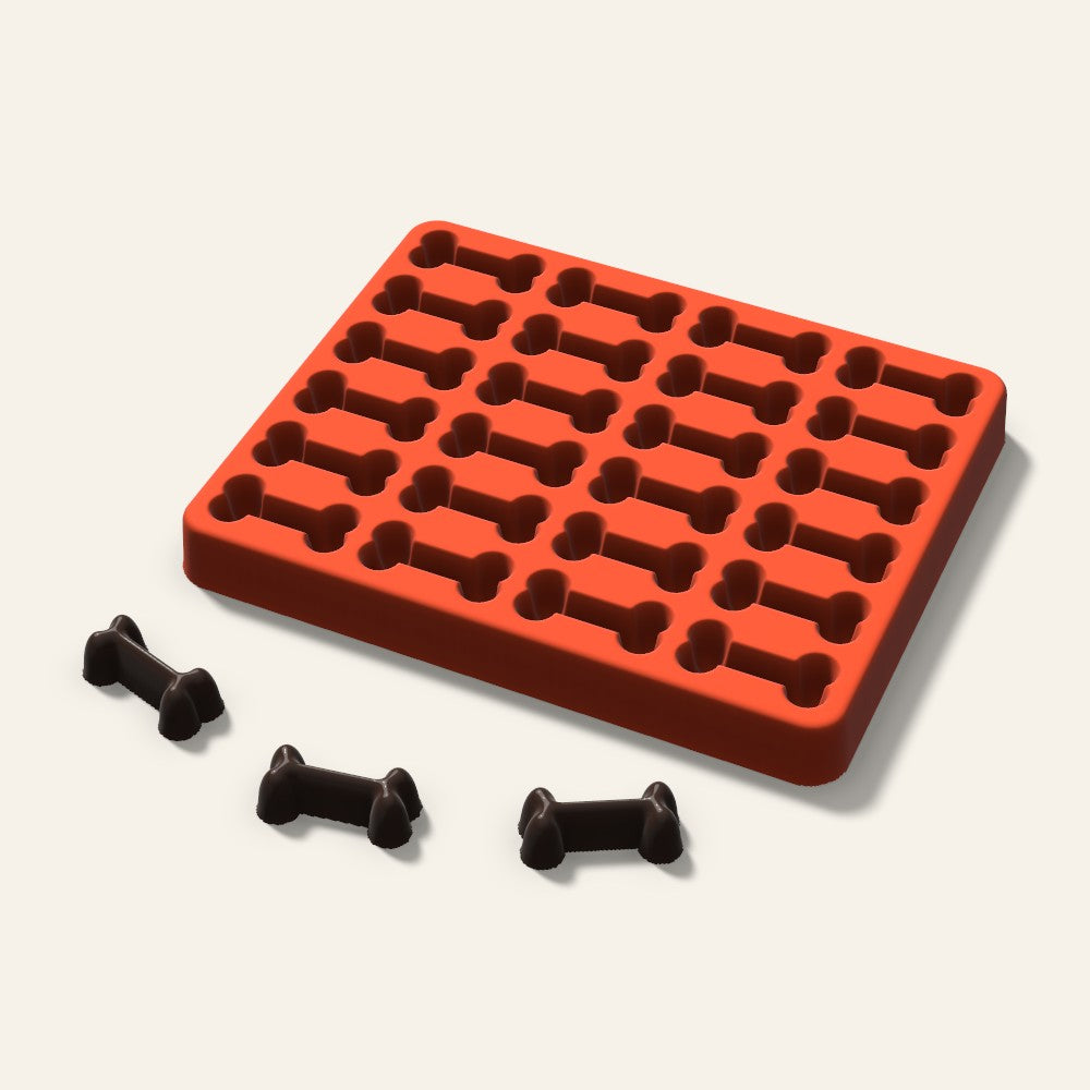 Dog Bone Candy Mold, 1.25 Inch, 24 Cavity, 3D render