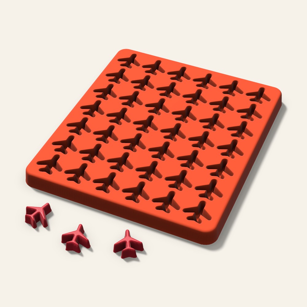 Airplane Gummy Mold, 0.75 Inch, 42 Cavity, 3D render