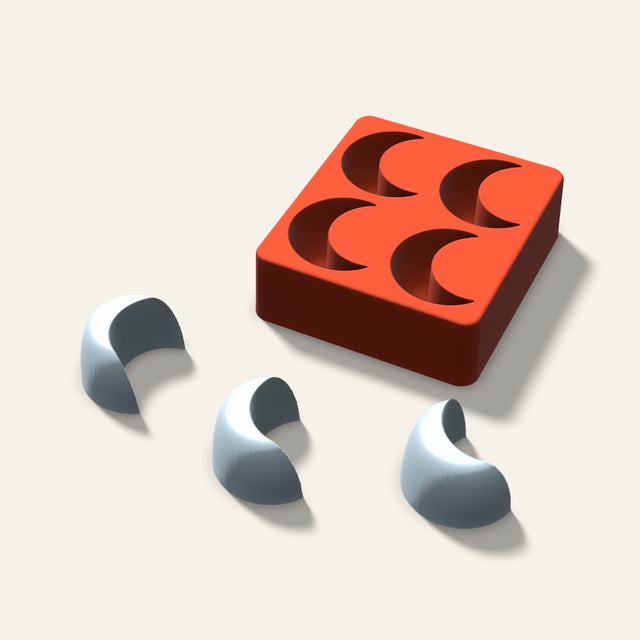 Crescent Moon Ice Mold, 2 Inch, 4 Cavity, 3D render
