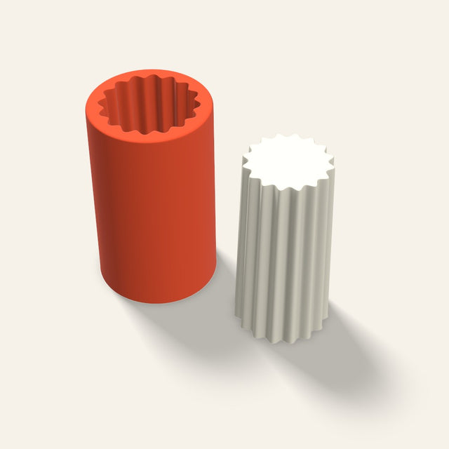 Ribbed Pillar Candle Mold, 2.5 x 5 Inch, 3D render