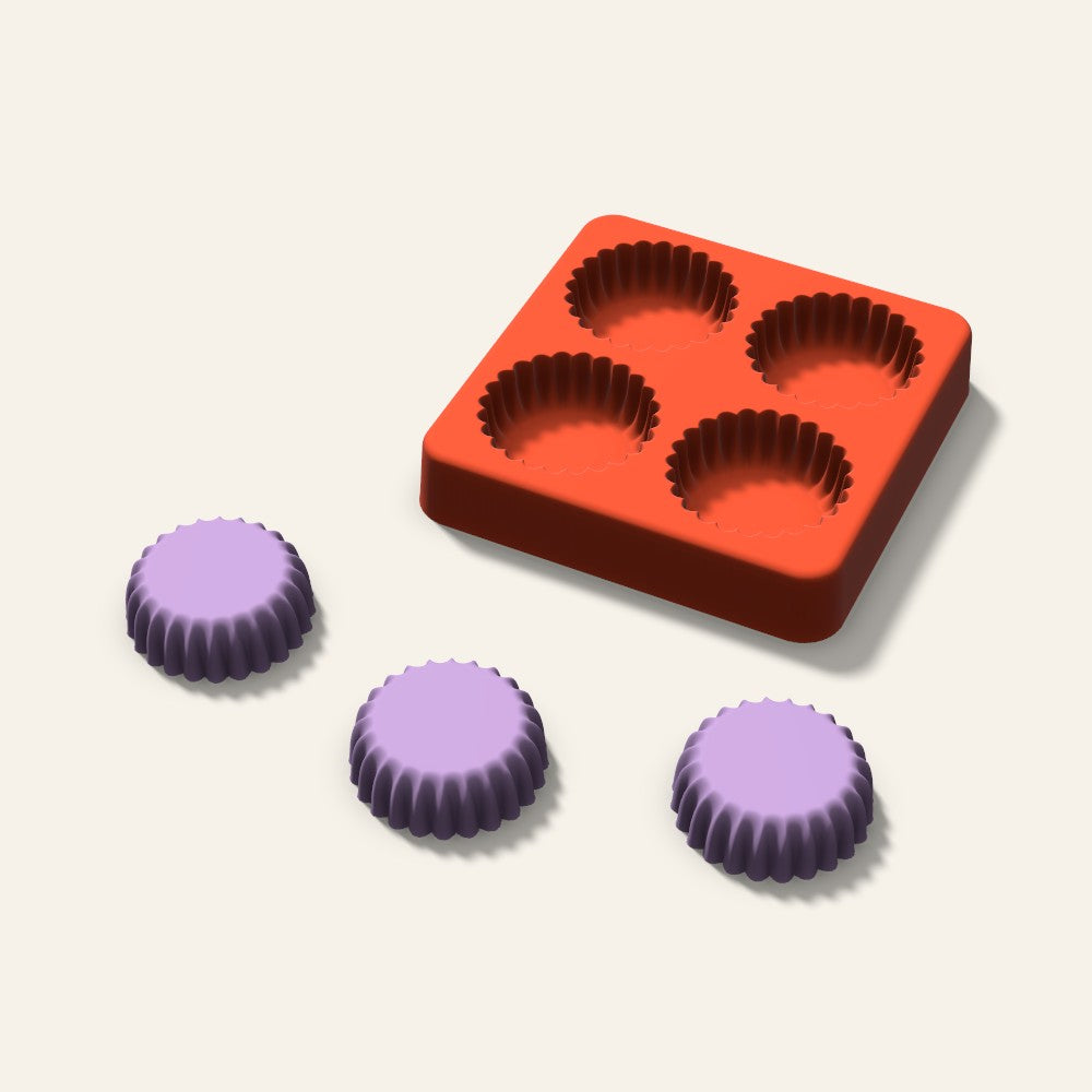 Fluted Cup Wax Melt Mold, 1.5 Inch, 4 Cavity, 3D render