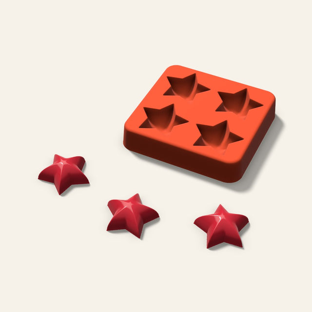 Puffy Star Candy Mold, 1.25 Inch, 4 Cavity, 3D render