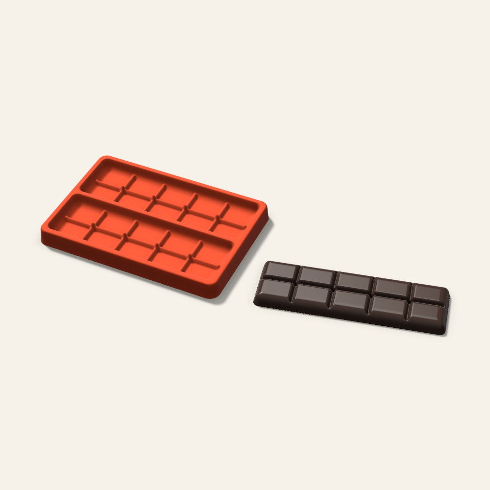 Slim Chocolate Bar Mold, 6 Inch, 2 Cavity, 3D render