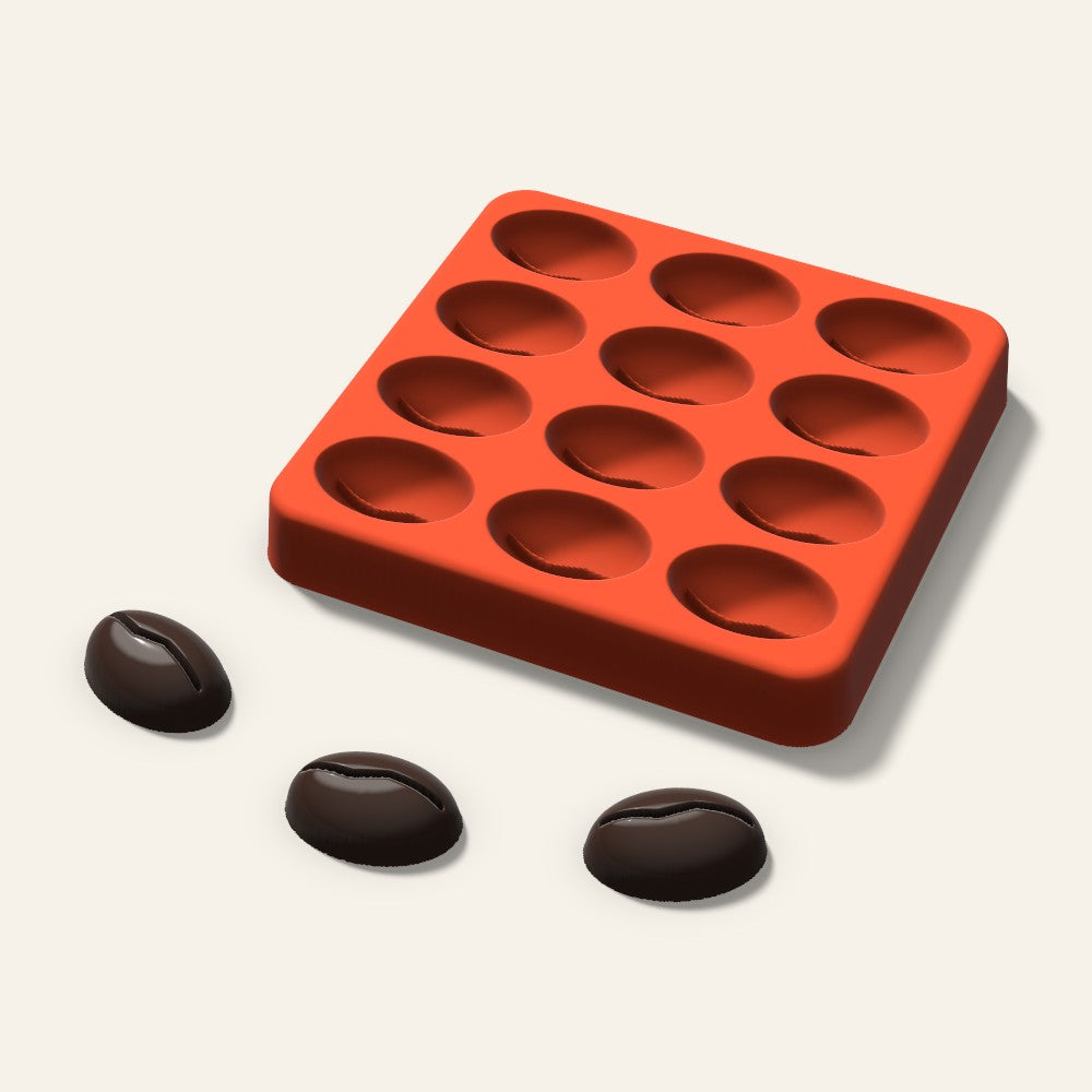 Coffee Bean Candy Mold, 1 Inch, 12 Cavity, 3D render