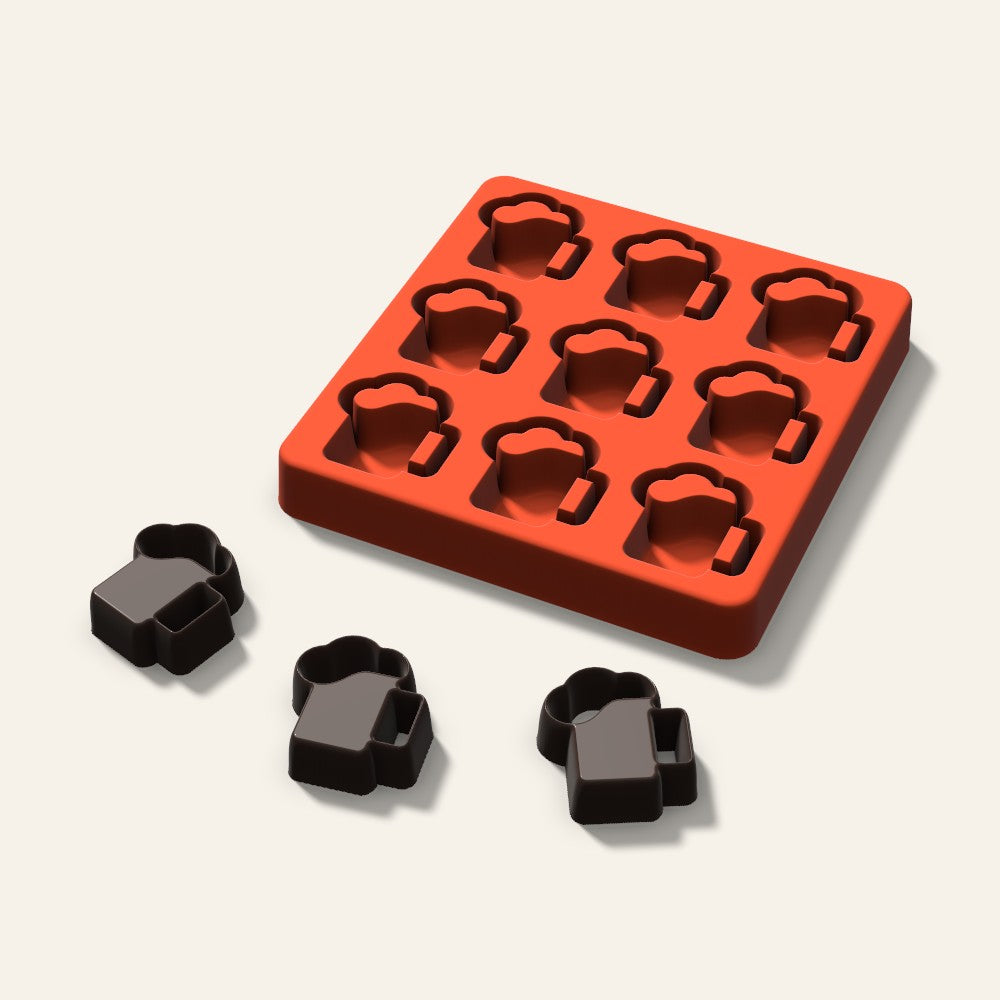Beer Mug Chocolate Mold, 1.5 Inch, 9 Cavity, 3D render