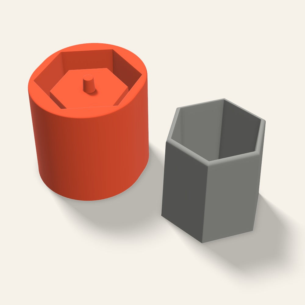 Hexagon Concrete Planter Mold, 4 Inch, 3D render