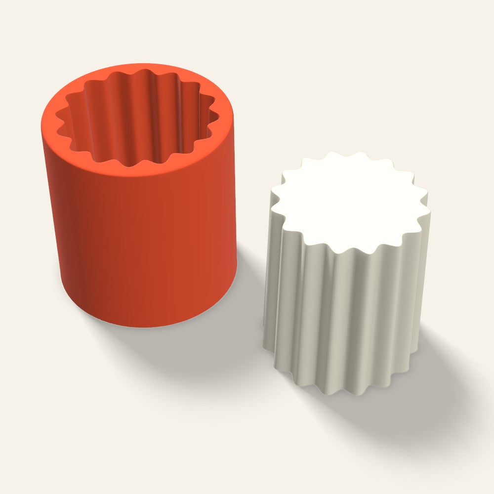 Ribbed Pillar Candle Mold, 3.5 x 4 Inch, 3D render