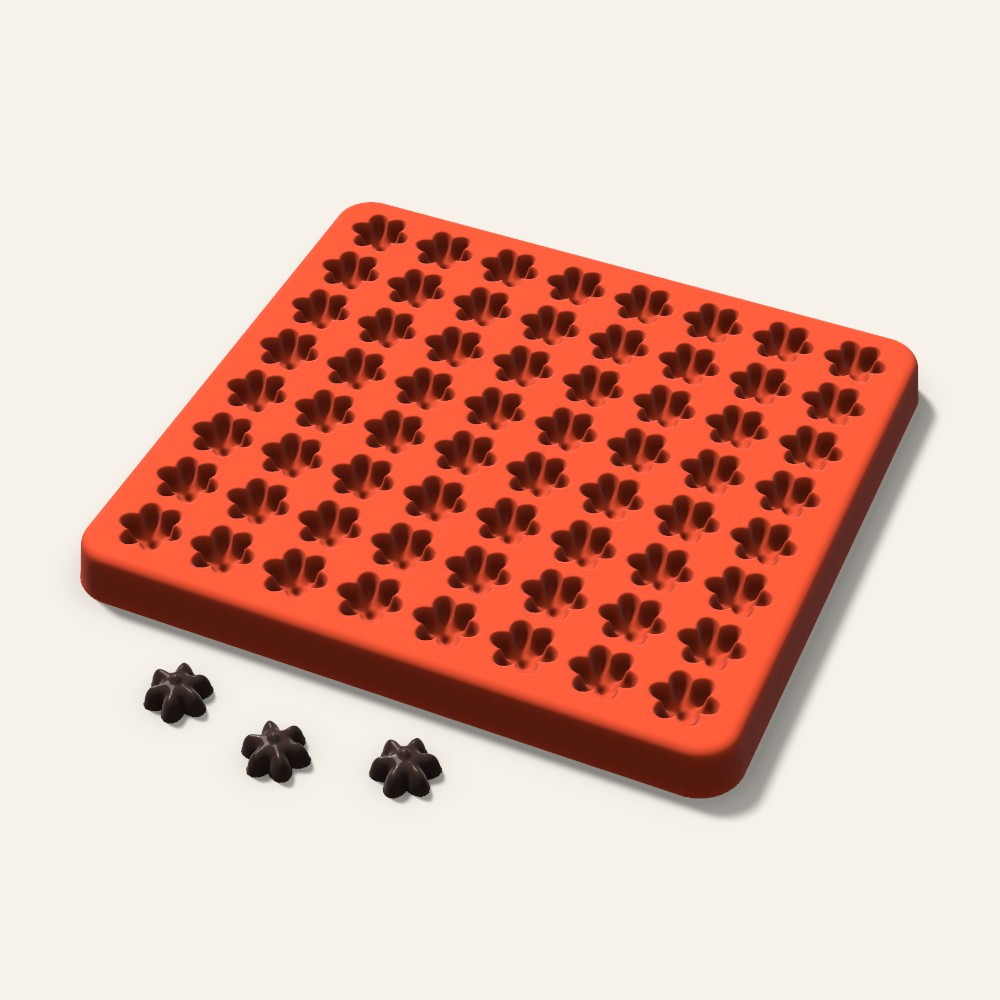 Blossom Gummy Mold, 0.5 Inch, 64 Cavity, 3D render