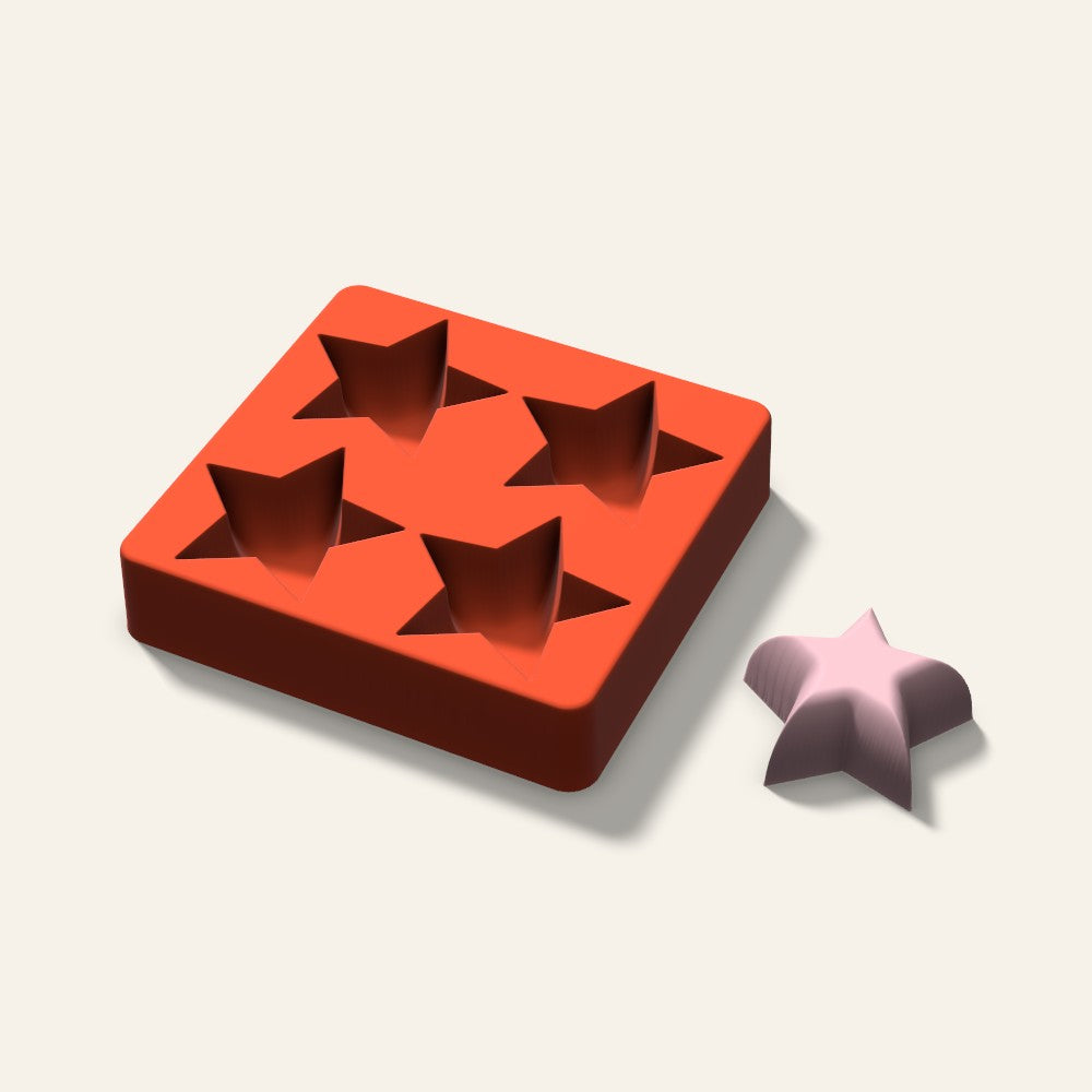 Star Soap Mold, 2.5 Inch, 4 Cavity, 3D render