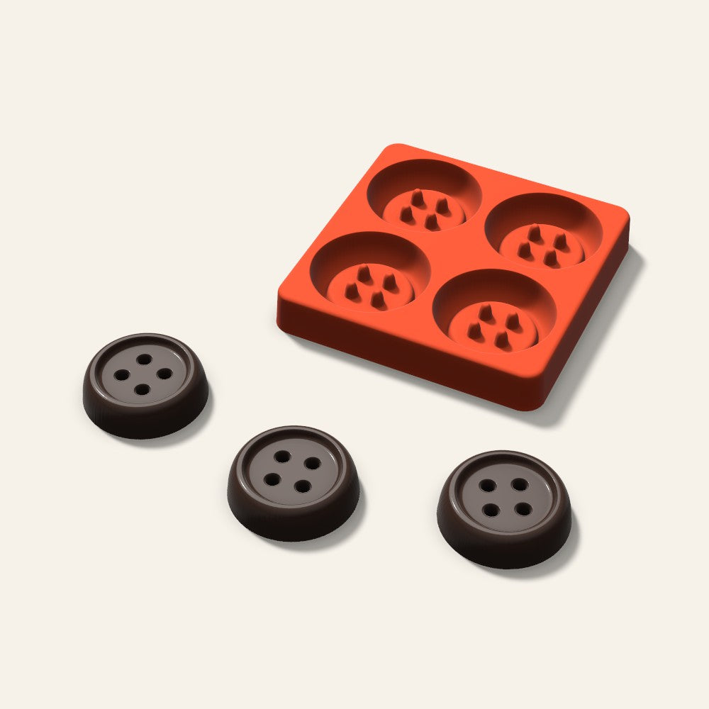 Button Chocolate Mold, 2 Inch, 4 Cavity, 3D render