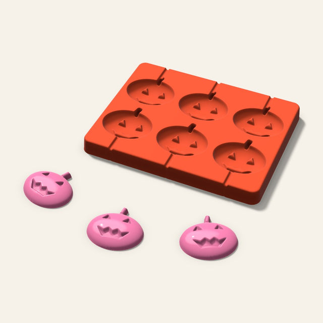 Jack-o'-Lantern Lollipop Mold, 2 Inch, 6 Cavity, 3D render