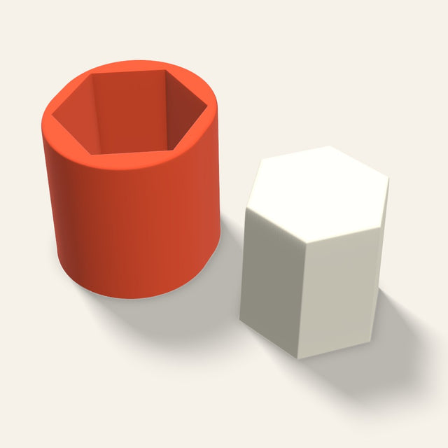 Hexagon Pillar Candle Mold, 3 x 3 Inch, 3D render