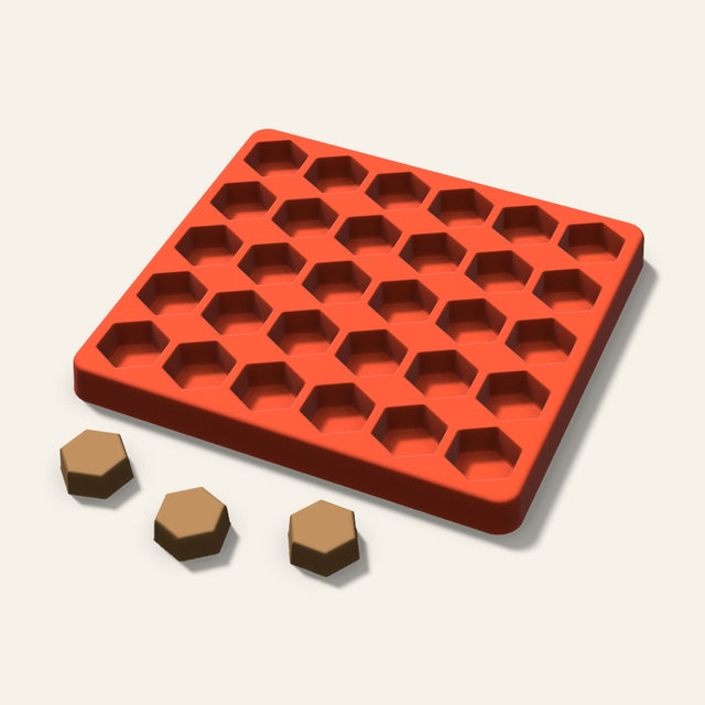 Hexagon Pet Treat Mold, 1 Inch, 30 Cavity, 3D render