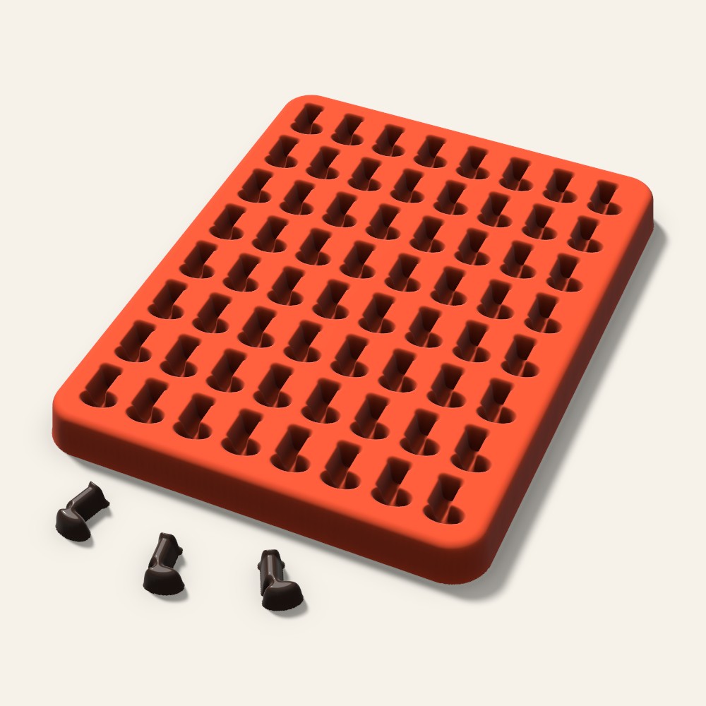 Stocking Gummy Mold, 0.5 Inch, 64 Cavity, 3D render