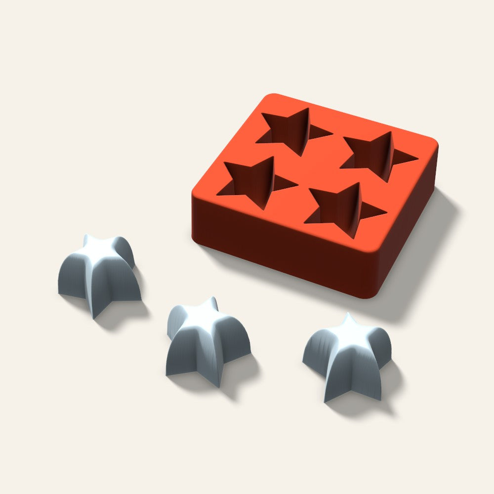 Star Ice Mold, 2 Inch, 4 Cavity, 3D render